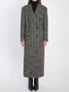Tagliatore Wool Double-breasted Coat Herringbone Pattern In Black