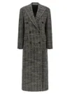 Tagliatore Wool Double-breasted Coat Herringbone Pattern In Gray
