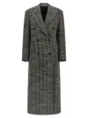 Tagliatore Wool Double-breasted Coat Herringbone Pattern In Gray