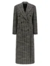Tagliatore Wool Double-breasted Coat Herringbone Pattern In Gray