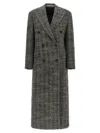 Tagliatore Wool Double-breasted Coat Herringbone Pattern In Gray