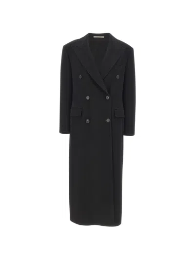 Tagliatore Double Breasted Long Formal Jacket Tailored In Black