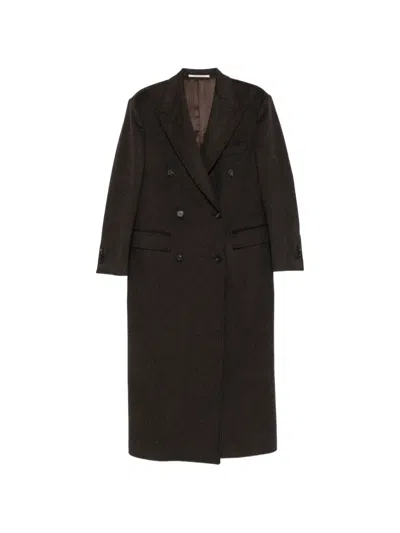 Tagliatore Caitlyn Double-breasted Peaked-lapel Coat In Brown