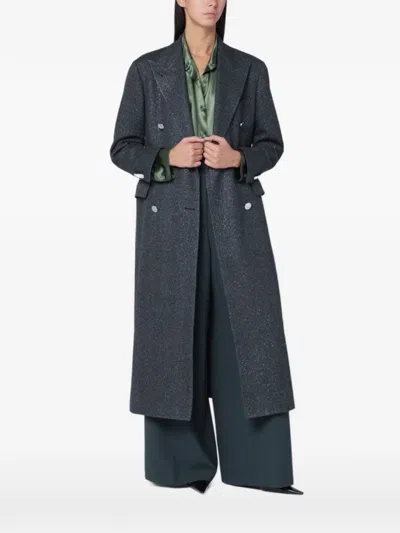 Tagliatore Black Houndstooth Double-breasted Coat In Animal Print
