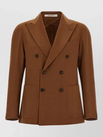 Tagliatore Camel Hair Montecarlo Double-breasted Blazer In Brown