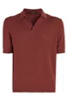 Tagliatore Cotton Polo Shirt In Stockinette Stitch In Red