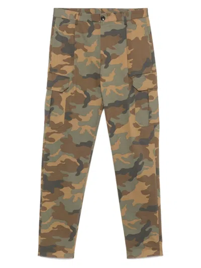 Tagliatore Camouflage Cargo Pants In Brown