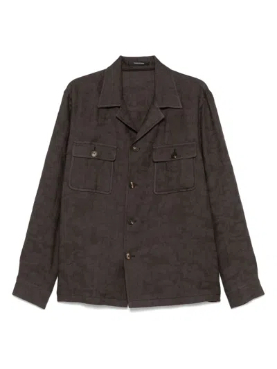 Tagliatore Camp-collar Shirt In Brown