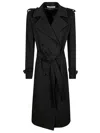 Tagliatore Double-breasted Cashmere Trench Coat With Belted Waist In Black