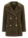 Tagliatore Double-breasted Wool Short Coat In Green