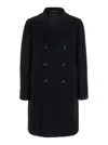 Tagliatore 'arden' Black Double-breasted Coat With Notched Revers In Black