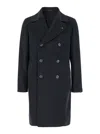 Tagliatore 'arden' Blue Long Double-breasted Coat In Black