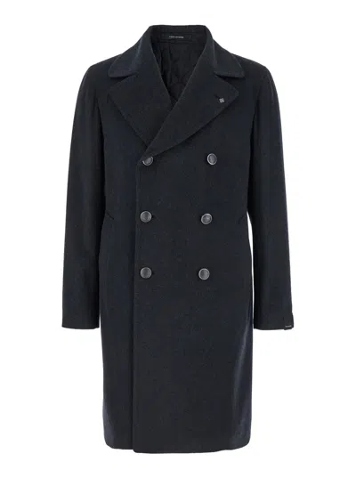 TAGLIATORE ARDEN GREY DOUBLE-BREASTED COAT WITH NOTCHED REVERS IN WOOL AND CASHMERE MAN