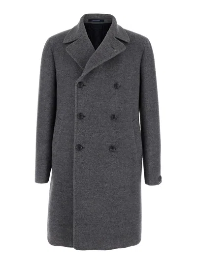 Tagliatore Cappotto Doppiopetto Arden In Lana Vergine E Kashmir In Gray