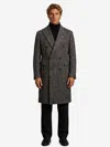 Tagliatore Double-breasted Herringbone Wool Blend Coat In Gray