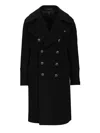 Tagliatore Cappotto Foderato C-aviator 2 Petti Nero Panno Lana Coats Black In Black