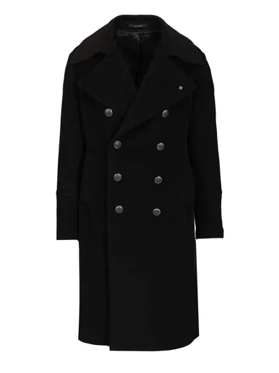 Tagliatore Cappotto Foderato C-aviator 2 Petti Nero Panno Lana Coats Black