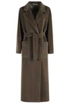 Tagliatore Mid-length Wool Coat With Reverse Cowl Neckline In Green