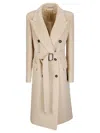 Tagliatore Double-breasted Wool Coat Belted Waist In Neutral
