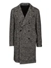 Tagliatore Cappotto Sfoderato 2 Petti Bruce Lungo Resca Tweed Nero 40 Cot 20 Lana 19 Polies 12 Af 5 Seta 4 Alpa In Gray