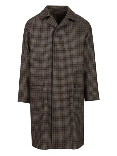 TAGLIATORE CAPPOTTO SFODERATO LOYD/S PIE DE POULE MARRONE 80 LANA 20 POLIAM COATS BROWN