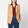 Tagliatore Caramel-coloured Double-breasted Linen Jacket Women