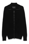 Tagliatore High-collar Black Cardigan With Zip Closure In Black