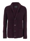 Tagliatore Bordeaux Knit Cardigan With V Neck In Purple