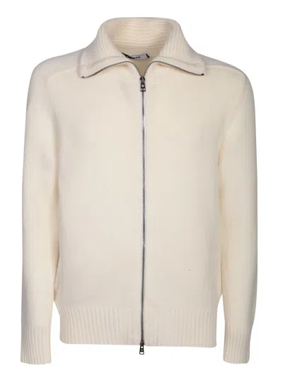 Tagliatore Zippered Cream Sweater In Grey