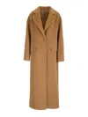Tagliatore Beige Single-breasted Coat In Angora Blend In Brown