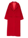 Tagliatore Long Wool Coat With Notched Lapels And Flap Pockets In Red