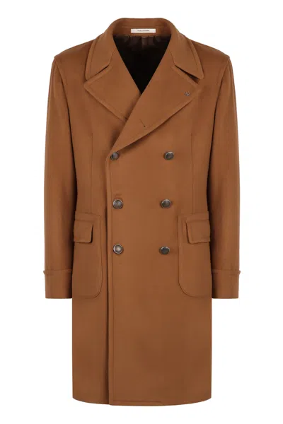 Tagliatore Arden Double-breasted Virgin Wool Coat In Brown