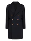 Tagliatore Wool Coat With Notched Lapels And Back Tab In Blue