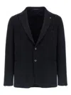 Tagliatore Black Jacket With Classic Revers And Logo Pin In Kashmir Man In Black
