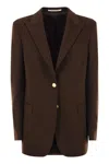 Tagliatore Tailored Cashmere Blazer With Peaked Lapels In Brown