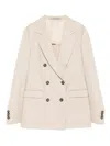 Tagliatore Double-breasted Cashmere Blazer In Neutral