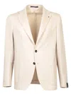 Tagliatore Cashmere Blazer With Two-button Closure And Notched Lapels In Neutral