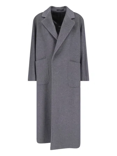 Tagliatore Charlize Belted Single-breasted Coat In Gray