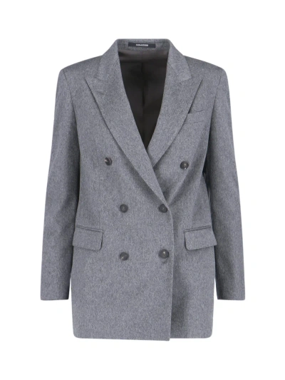 Tagliatore Jamine Double-breasted Cashmere Blazer In Grey
