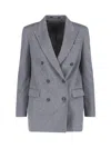 Tagliatore Jamine Double-breasted Cashmere Blazer In Gray