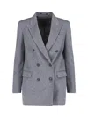 Tagliatore Cashmere Double Breasted Blazer In Gray