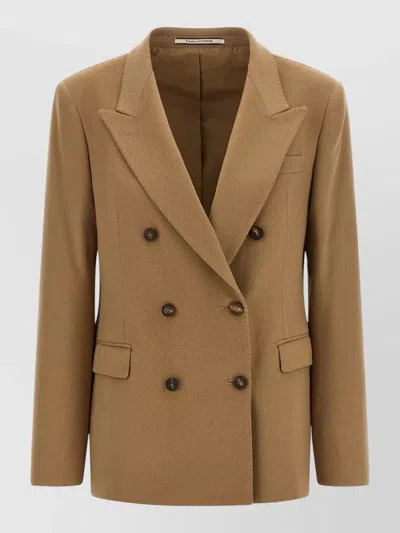 Tagliatore Cashmere Double-breasted Blazer In Brown