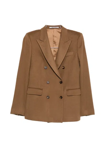 Tagliatore Cashmere Double-breasted Blazer In Brown