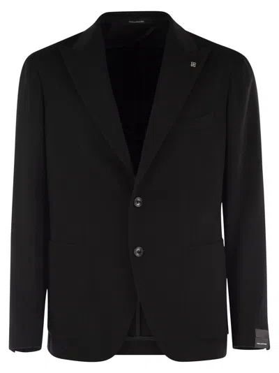 Tagliatore Single-breasted Appliqué-detail Blazer In Black