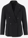 Tagliatore Double-breasted Wool Blend Blazer In Black
