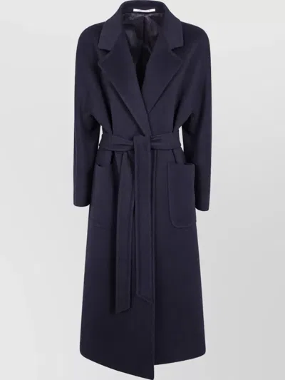 Tagliatore Cashmere Shawl Neck Long Coat In Blue