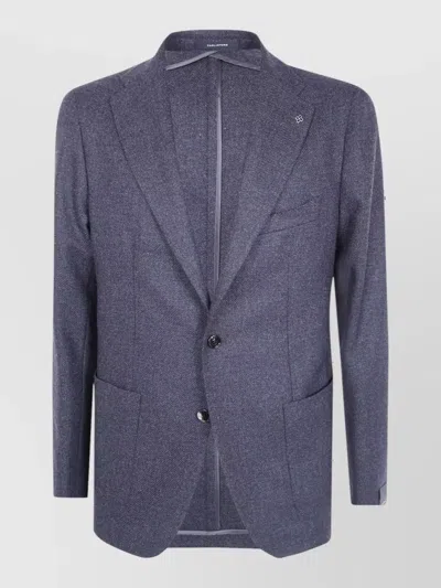 Tagliatore Cashmere Virgin Wool Single-breasted Suit Jacket In Blue