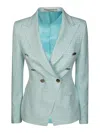 Tagliatore Double-breasted Tweed Blazer In Light Blue