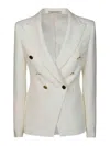 Tagliatore Double-breasted White Jacket With Gold-tone Buttons In White