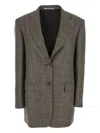 Tagliatore Classic Check Single-breasted Blazer With Structured Silhouette In Brown